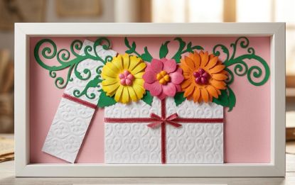 Imagen de Cuadro Decorativo de Flores en Relieve - Diseñado a Mano